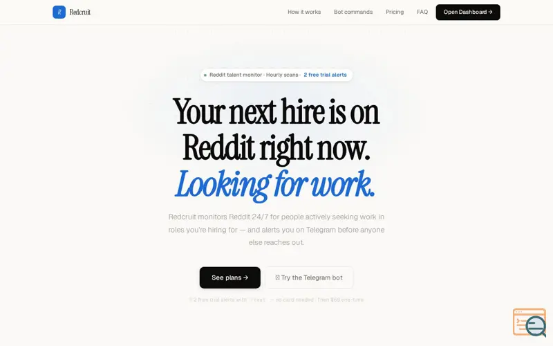 Screenshot of Redcruit — Find Candidates from reddit