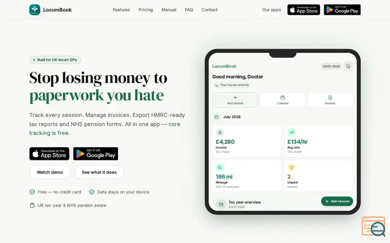 Screenshot of LocumBook Locum Manager