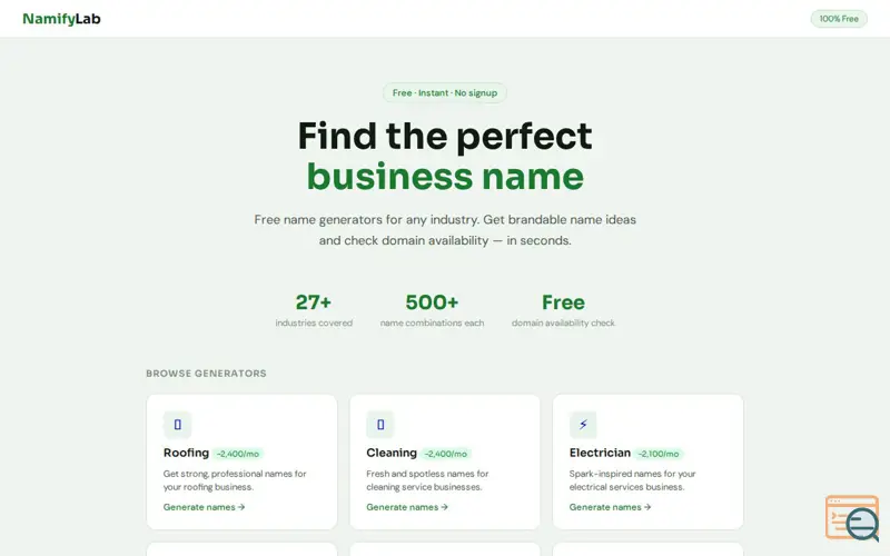 Screenshot of NamifyLab