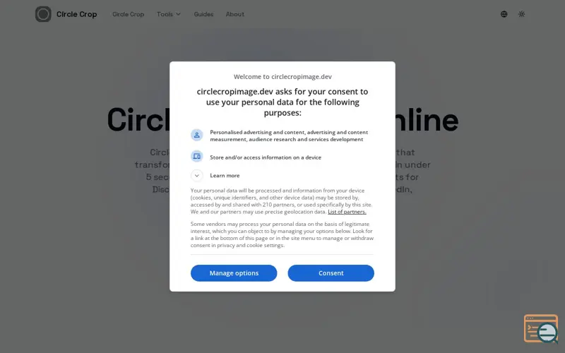 Screenshot of Circle Crop Image, a launch using Yo Directory