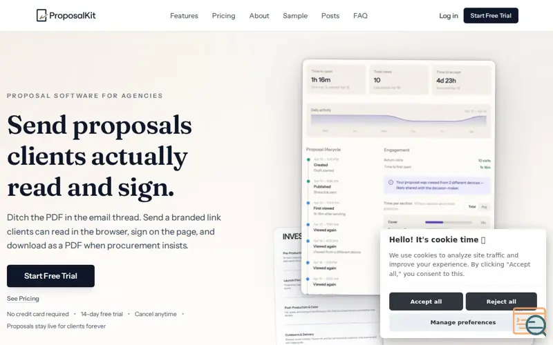 Screenshot of Proposalkit.io