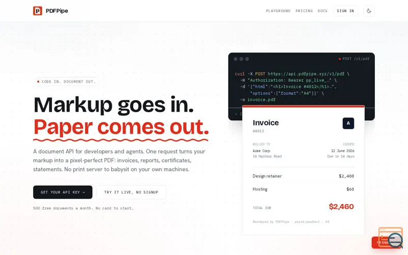 Screenshot of PDFPipe