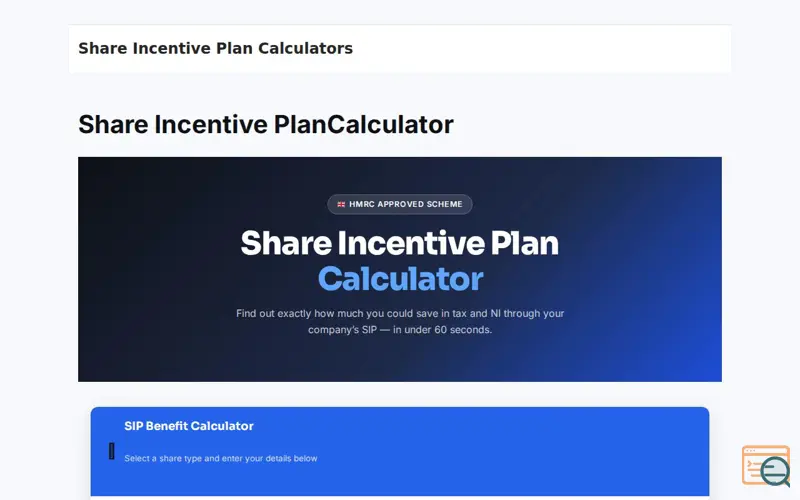 Screenshot of shareincentiveplancalculator.site