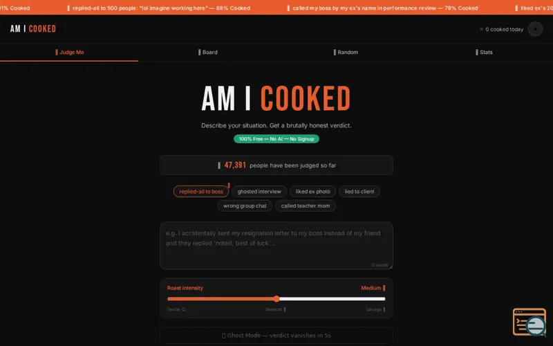 Screenshot of iCooked.xyz