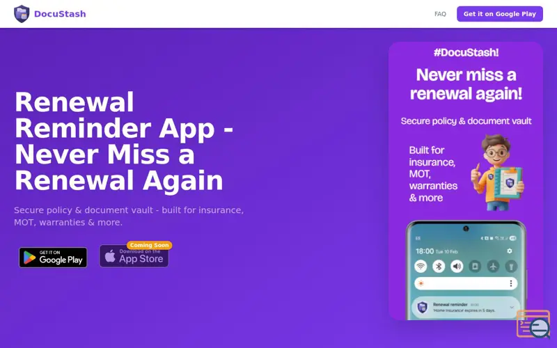 Screenshot of DocuStash