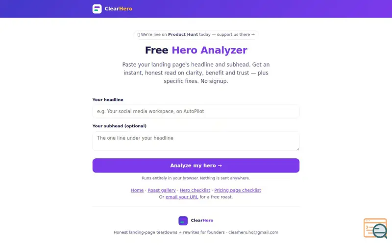 Screenshot of ClearHero Hero Analyzer
