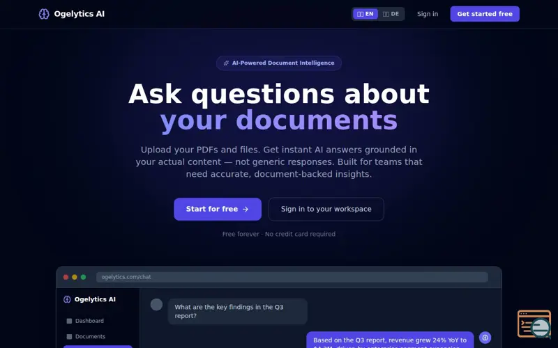 Screenshot of Ogelytics AI Workspace