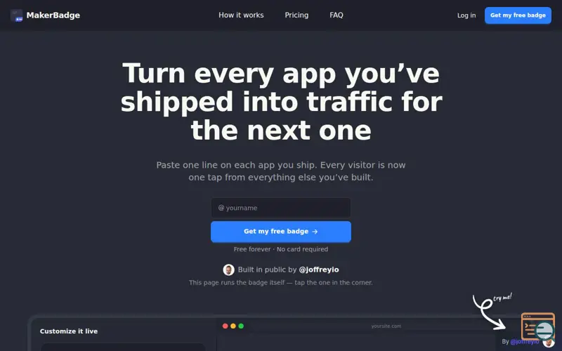 Screenshot of MakerBadge