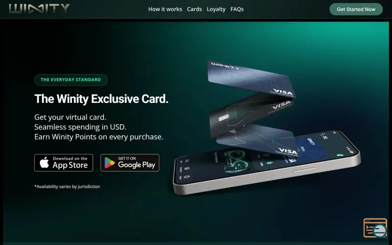 Screenshot of The Winity Exclusive Card