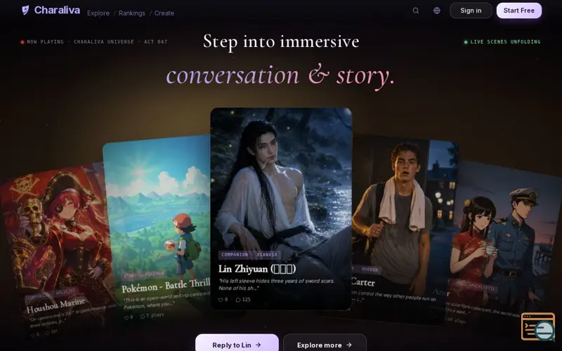 Screenshot of Charaliva