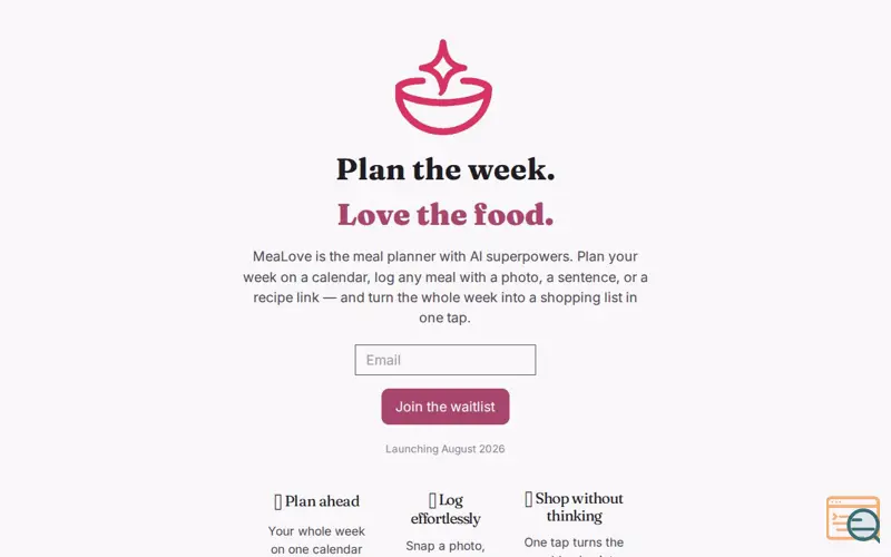 Screenshot of MeaLove — Plan the week. Love the food.