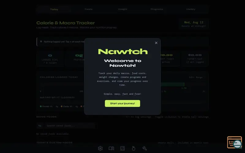 Screenshot of Nawtch — Free Calorie & Macro Tracker, No Account Needed