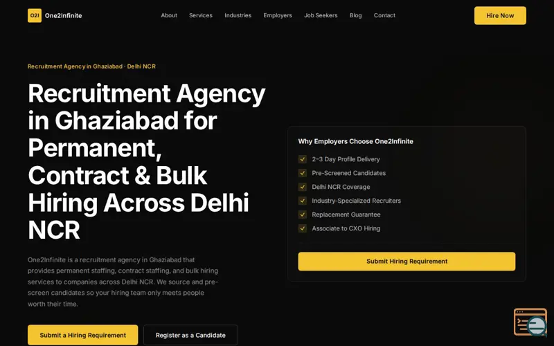 Screenshot of One2Infinite Recruitment Solutions