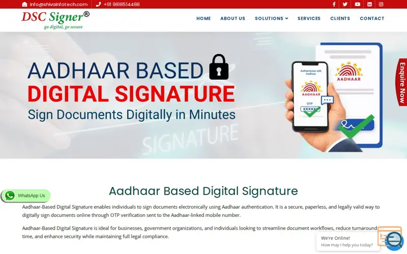 Screenshot of Aadhaar Based Digital Signature Software