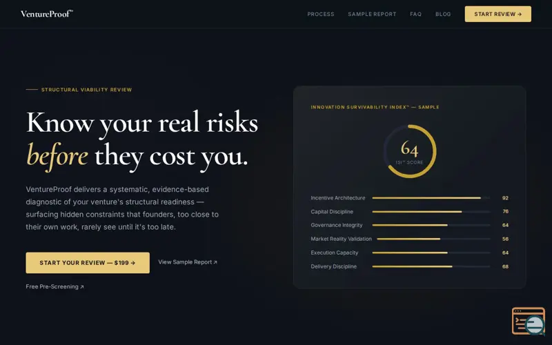 Screenshot of VentureProof