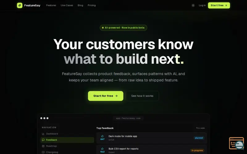 Screenshot of FeatureSay