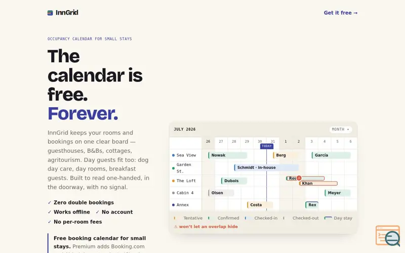Screenshot of InnGrid: Reservation Calendar