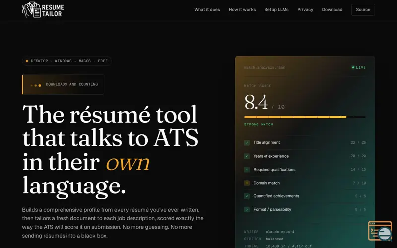 Screenshot of Resume Tailor, Breakthrough Today!