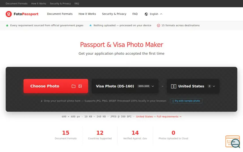 Screenshot of FotoPassport