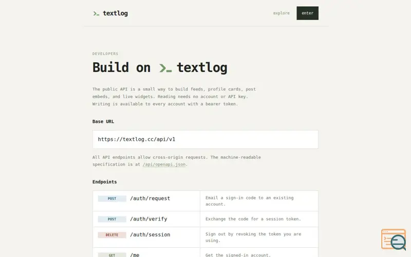 Screenshot of Build on textlog