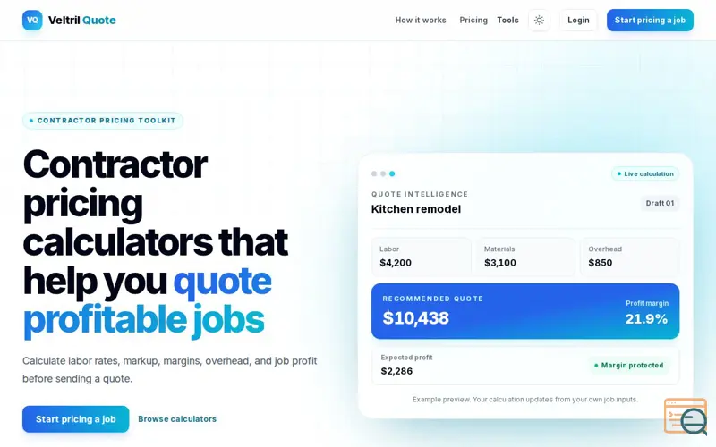 Screenshot of Veltril Quote
