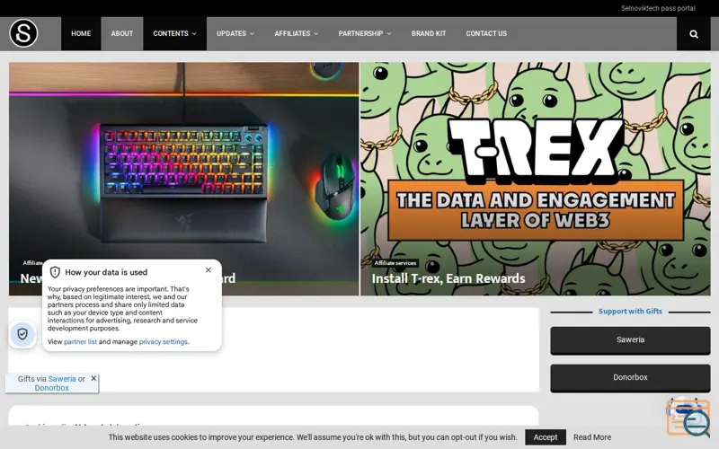 Screenshot of Selnoviktech, a launch using Jarallax