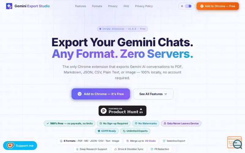 Screenshot of Gemini Export Studio
