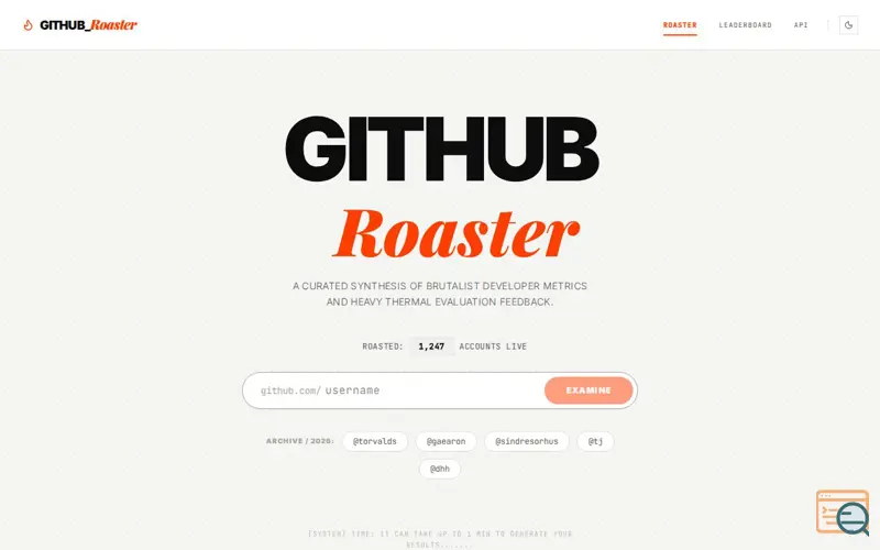 Screenshot of Github Roaster