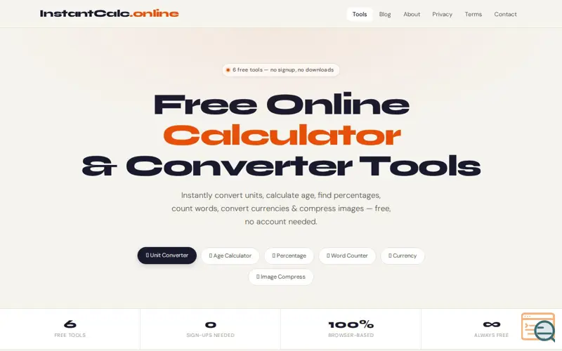 Screenshot of InstantCalc