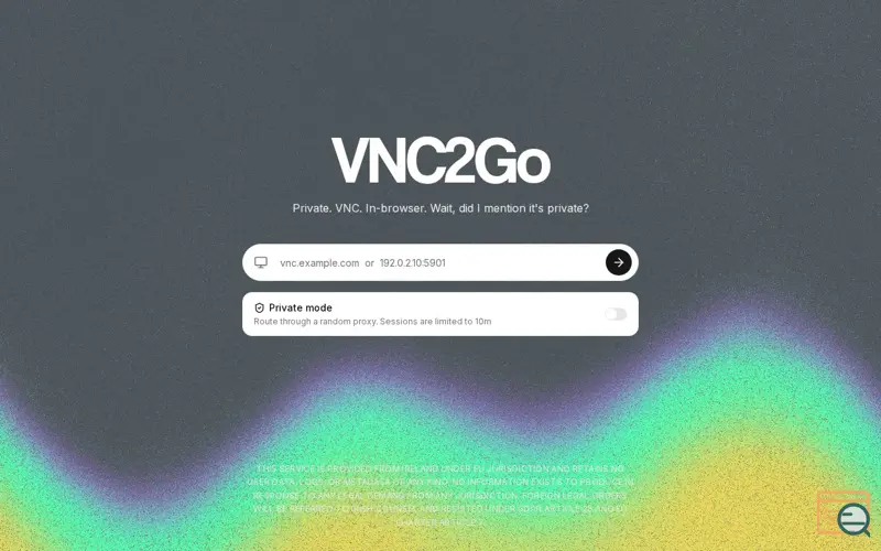 Screenshot of Vnc2go