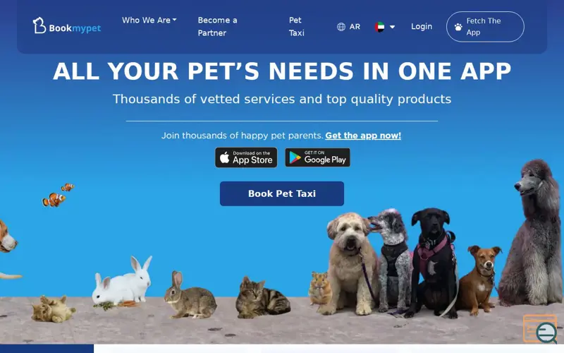 Screenshot of Bookmypet, a launch using Sōzu