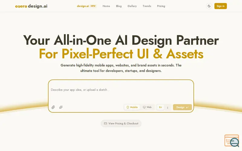 Screenshot of Text to editable UI designs in seconds