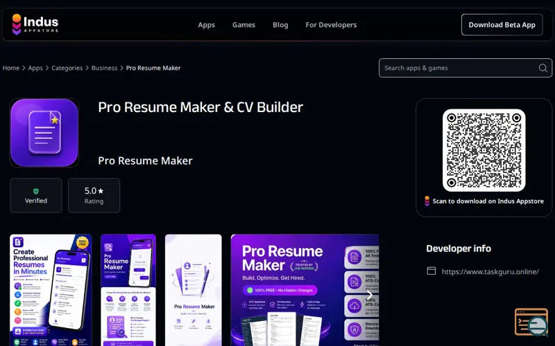 Screenshot of Pro Resume Maker – ATS CV Builder