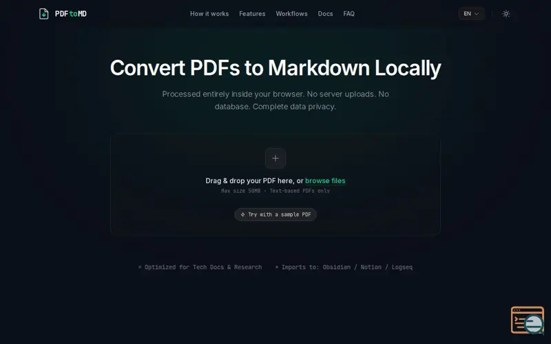 Screenshot of PDFtoMD