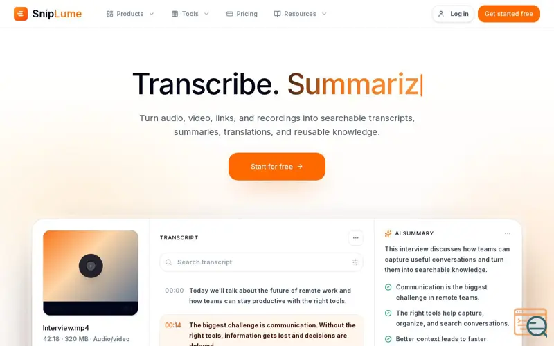 Screenshot of SnipLume