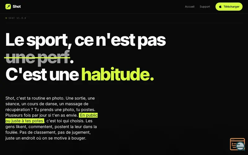 Screenshot of Shot — Le réseau social du sport