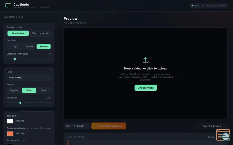 Screenshot of Captionly