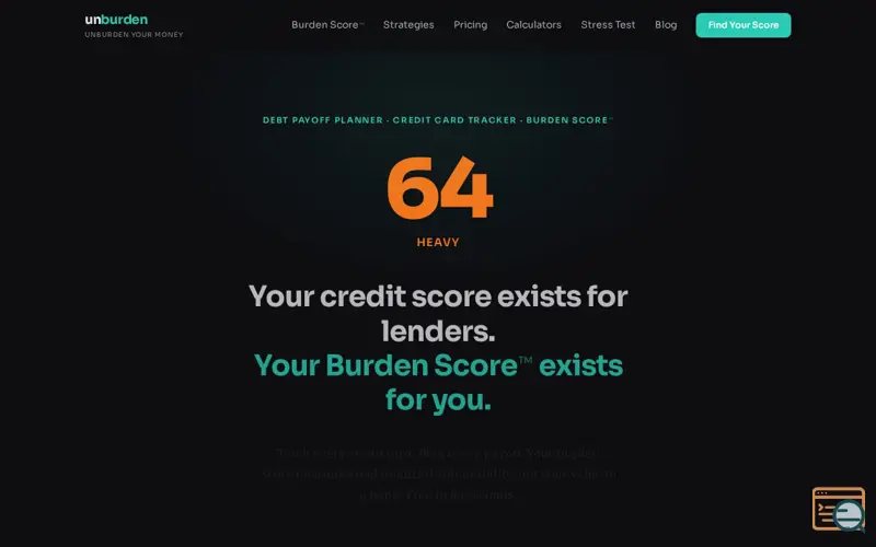 Screenshot of Unburden, a launch using SimpleLogin