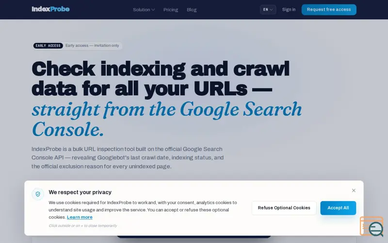 Screenshot of IndexProbe
