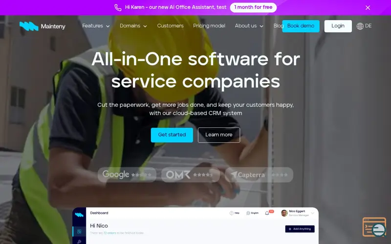 Screenshot of Mainteny