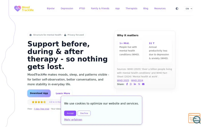 Screenshot of MoodTrackMe