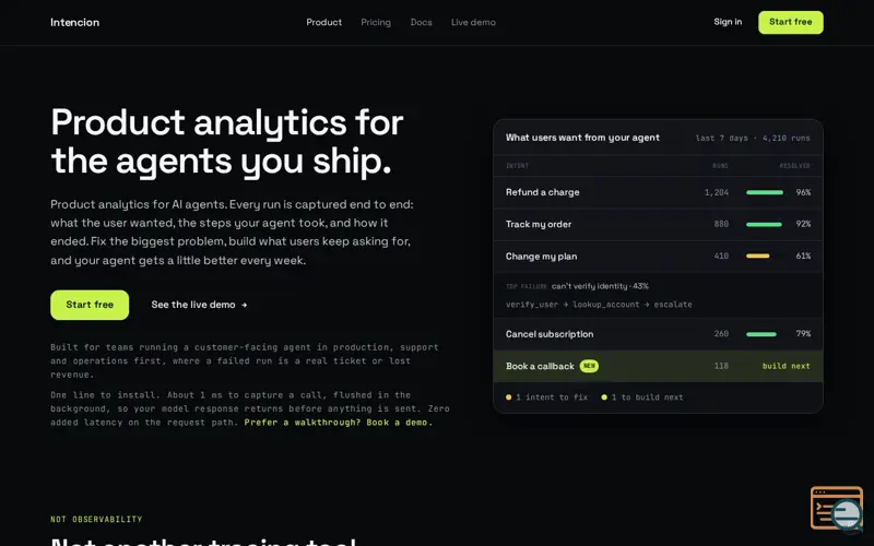 Screenshot of Intencion