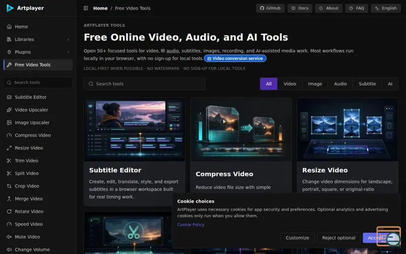 Screenshot of ArtPlayer Tools