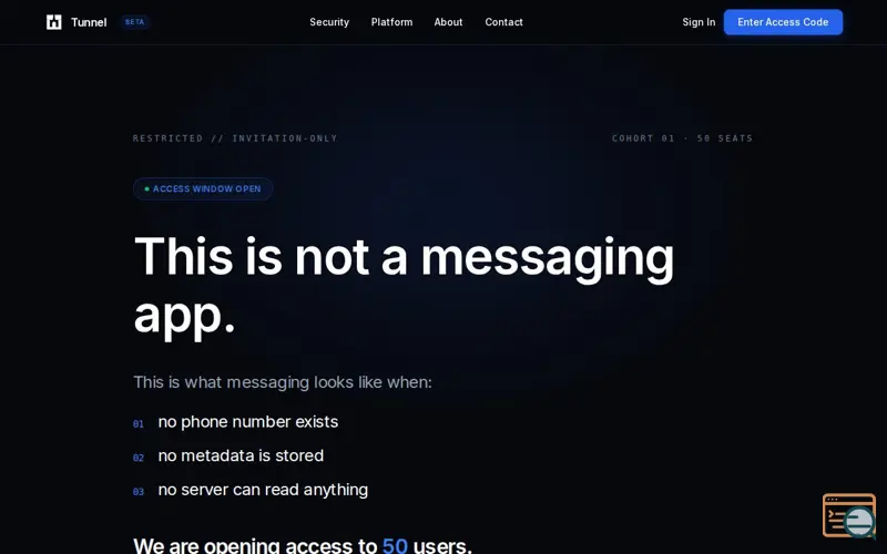 Screenshot of Tunnelmessenger