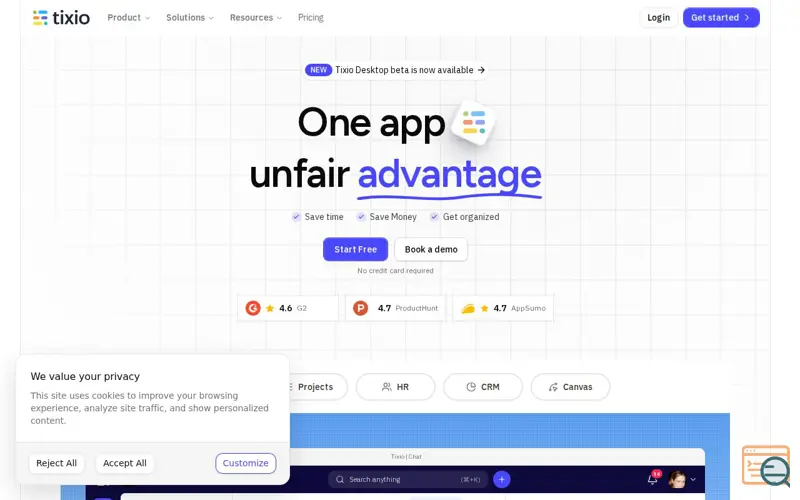 Screenshot of Tixio 3.0, a launch using Chargebee