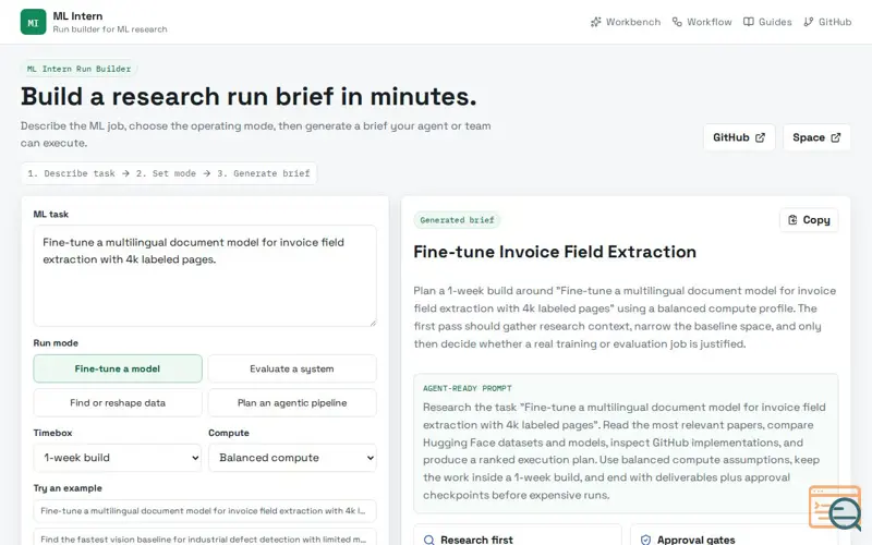 Screenshot of ML Intern