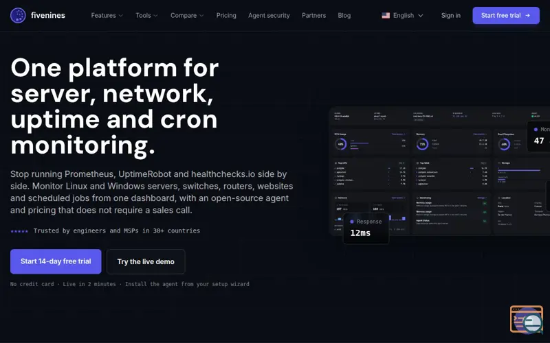 Screenshot of fivenines.io