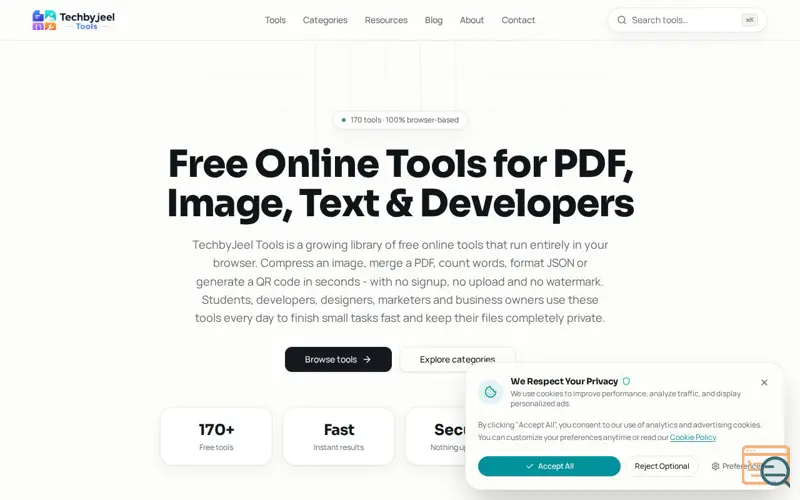 Screenshot of TechbyJeel Tools