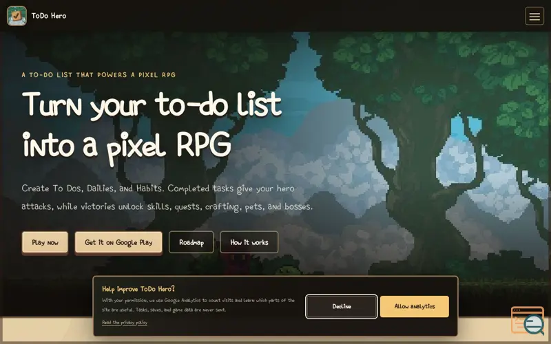 Screenshot of Free Gamified To-Do List RPG | ToDo Hero