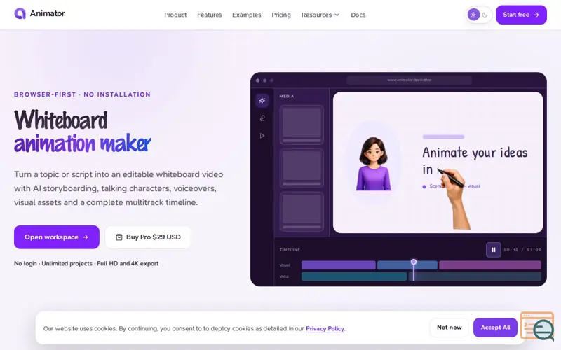 Screenshot of Animator – Free AI Whiteboard Animation Maker